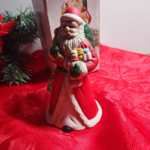 Porcelain Santa Clause Dinner Bell Christmas Holiday 4 1/4" Seasonal Decor - Picture 5 of 9
